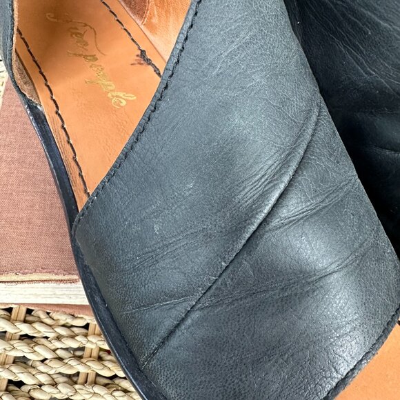 Free People Mont Blanc Leather Sandals Sz EU 37, US 6.5 Black - Picture 13 of 16